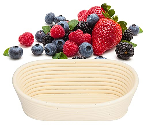Fermentation Basket,Easy to Clean Bread Proofing Basket,Washable Baking Mold Dough Bowl,Innovative Shape Proofing Bowl for Kitchen Bakery Restaurant(Off White Ellipse 25 * 15 * 8cm)