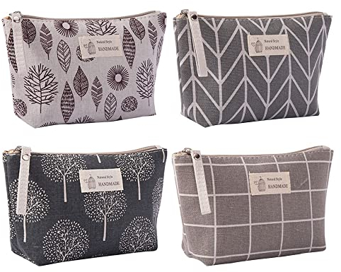 Gativs Reise Kosmetiktasche 4 Stücke Täschchen mit Reißverschluss Segeltuch Multifunktionale Makeup Tasche Kosmetiktasche Bedruckte Make-up-Taschen mit Reißverschluss Kosmetiktasche aus Segeltuch