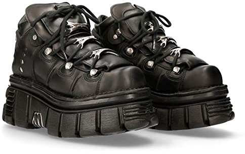 NEW ROCK - Tower M.106-C45, Stivaletto in pelle con piattaforma, colore nero, Nero , 42 EU