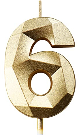 Geburtstagskerzen Zahlen Kerze 6 Tortendeko 6. Geburtstag Junge Mädchen Kerzen Geburtstag Gold 0-9 Zahlen Geburtstagskerzen für Torte