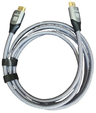 8K HDMI High-Speed Grey Cable 2m 48Gbps Ultra High Speed Cable, Supports 3D Formats and with Audio Return Channel/Fire TV/Roku TV/Playstation 5/Xbox Series X/Samsung/Sony/LG (2m Cable, Black)