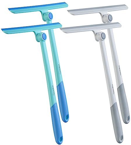 PEARL Wasserabzieher: 4er-Set Fenster- & Duschabzieher 360°-Gelenkkopf, 27,5-cm-Silikonlippe (Wasserabzieher mit Silikonlippe, Glasabzieher, Windschutzscheiben Wunder)