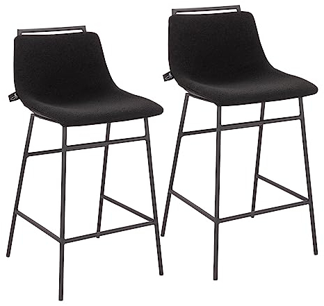 SVITA Camille 2er Set Barhocker Barstühle mit Lehne Fußstütze Boucle Schwarz