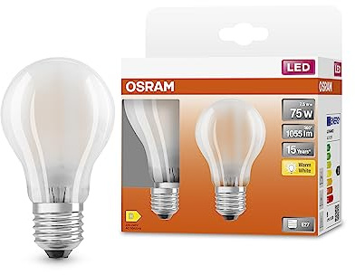 Osram LED Star Classic A75 LED Lampe für E27 Sockel, Birnenform, GL FR, 1055 Lumen, warmweiß (2700K), Ersatz für herkömmliche 75W Glühbirnen, nicht dimmbar, 6er-Pack