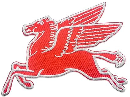hotrodspirit - Aufnäher zum Aufbügeln, Pegasus, Rot, 9 x 6 cm