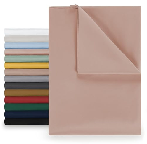 Blumtal Basic Bettlaken 220 x 275cm - Pflegeleichtes Betttuch aus weichem, gebürstetem Mikrofaser-Gewebe, ohne Gummizug, Rose