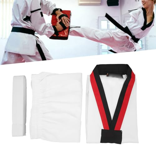 Kids Taekwondo Uniform, Cotton Blend, Breathable, Reinforced Non-Slip Belt, Martial Arts Suit for Training Dojo, XXS
