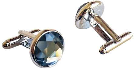Beydodo Manschettenknöpfe Herren Personalisiert, Manschettenknopf Silber Rund mit Kristall Cufflink Shirts for Men mit Manschettenknopf Schachtel