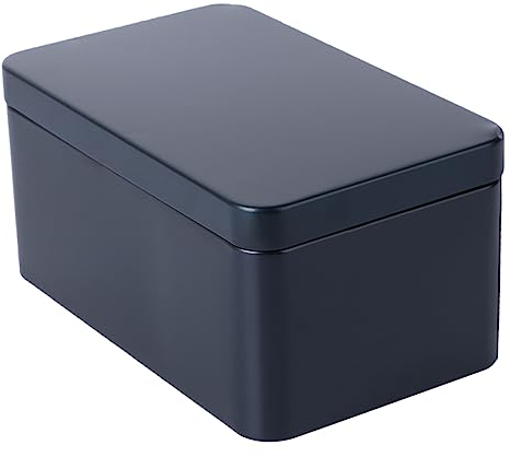 STOBOK Rechteckige Teedose Aus Zinn, Mini Tragbare Aufbewahrungsbox FüR Tee, Kaffee, SüßIgkeiten, 13x8x6cm, Schwarz