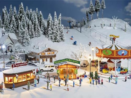 FALLER 190143 - Aktions-Set Weihnachtsmarkt - Spur: H0 - Gebäude für Modelleisenbahnen - Maßstab: 1:87