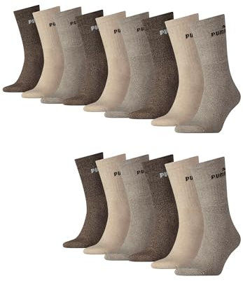 PUMA Sportsocken Tennissocken Crew Tennis Socken Unisex für Damen und Herren 15 Paar, Farbe:Chestnut Combi, Socken & Strümpfe:43-46