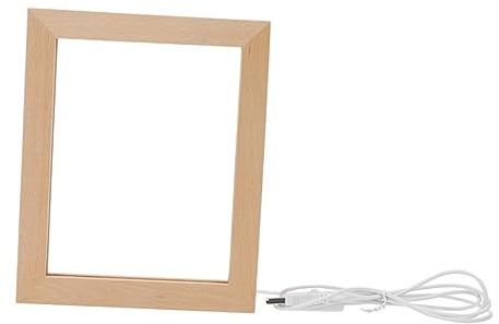 Zerodeko Leuchtender Bilderrahmen Schreibtischdekoration Desktop-fotohalter Led- Posterrahmen Bilderrahmen Zeigen Bildanzeigehalter Jahrgang Dekorationen Hölzern 3d