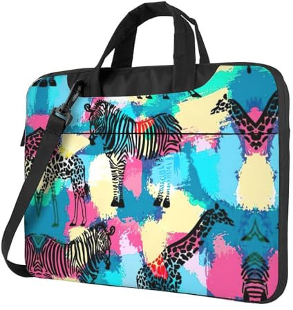 FWJZDSP Farbige Zebra-Laptoptasche, stoßfest, stilvolle Laptop-Handtasche für einzigartigen und sicheren Laptop-Transport