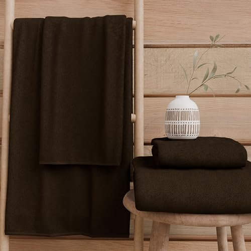 PETTI Artigiani Italiani - Asciugamani Bagno in 100% Spugna di Cotone, Set Asciugamani 1+1, 2 Pezzi 1 Asciugamano Viso e 1 Asciugamano Mani, Asciugamani Marrone
