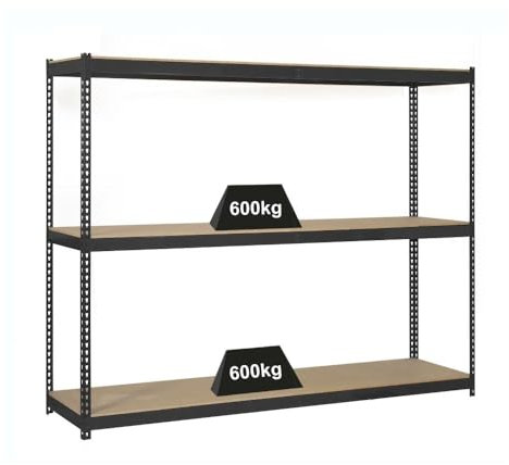 PROREGAL Schwerlastregal Wood Beast Three | HxBxT 200x150x90cm | 3 Ebenen | Fachlast 600kg | Anthrazit | Weitspannregal Werkstattregal Lagerregal Kellerregal Gargenregal