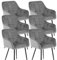 Higliocas Stühle Esszimmer 6er Set Küchenstühle: Samt Esstisch Stühle Polsterstuhl Moderne mit Armlehnen und Metallbeinen - Bequemer Gepolstert Esszimmerstühle (Grau-6)