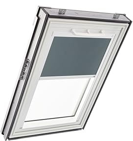 Original Roto Verdunkelungsrollo ZRV - Nahezu vollständige Verdunkelung - Führungsschiene Weiß - Für Dachfenster der Baureihe Q - Größe 078/078 | 07/07 - Stofffarbe Dunkelgrau
