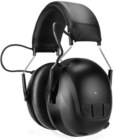 Kalence: Auriculares de protección auditiva Bluetooth 5.4 con 120 horas de reproducción, batería recargable de 1200 mAh, 30 dB, Negro - Unisex Adulto