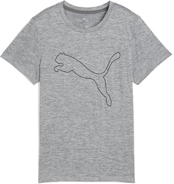 PUMA Unisex W TAD Essential Heather Logo Tee T-Shirts, Medium Gray Heather,