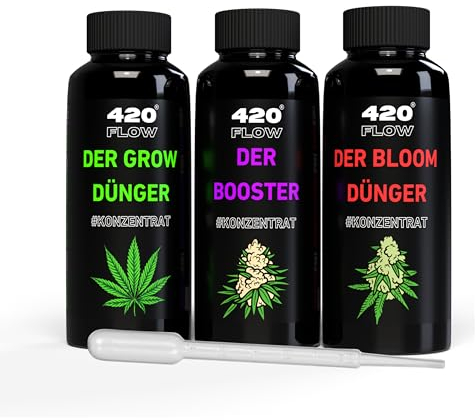 420Flow Cannabis Bloom Dünger – Stärkt & fördert prächtige Blüten – Einfache Anwendung für spektakuläre Ergebnisse (3er-Set 500ml)