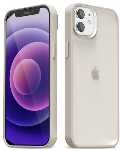 oakxco für iPhone 12 Mini Hülle Durchsichtig Matt, Glatt Transparent Handy Hülle Dünn Klar Handyhülle Slim, Hart Plastik Schutzhülle & Einfarbig Bunt TPU Weich Gummi Silikon Bumper, Beige Titan