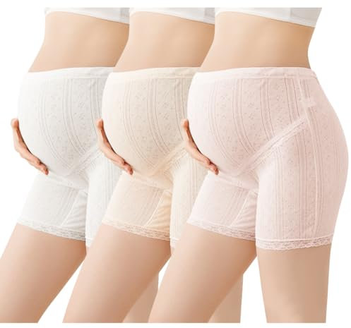 AOOPOO Lot de 3 Culottes de Maternité pour Femme sous-vêtements de Grossesse en Coton Respirant Culotte de Grossesse sans Couture Short Slip Boxer Taille Haute Réglable Panty pour Femmes Enceintes