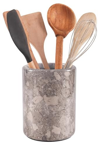 Support à ustensiles en marbre Radicaln 6,5 pouces Support à ustensiles de cuisine fait main Oceanic - Support à spatule pour cuisine, organisateur de comptoir pour ustensiles