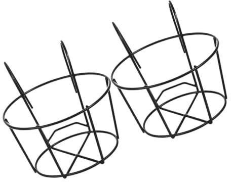 BESPORTBLE Runde Hängepflanzkörbe mit Haken, 2 Stück, Eisen, Schwarz