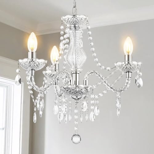 GyroVu Lustre Salon Moderne - 3 Lumières Cristal Miniature avec Chaîne Réglable, Plafonnier Acrylique Polyvalent pour Salle à Manger/Chambre/Living