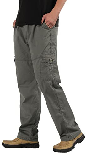 Herren-Cargo-Arbeitshose, elastischer Bund, leichte Cargohose für Herren, Herbst und Winter, warme Hose, lockere Baumwolle, Übergröße, Samthose, Schnürhose, elastische Taille, a, XL