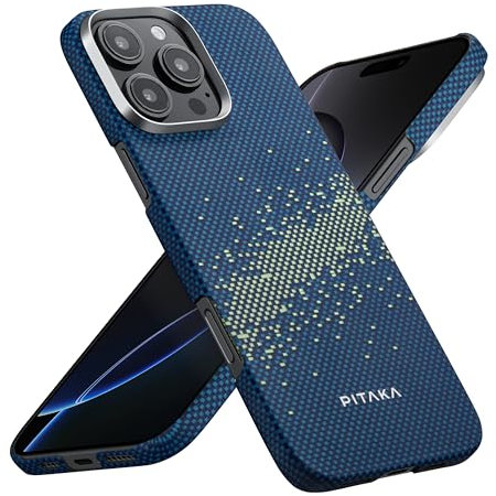 pitaka Leuchtende Hülle für iPhone 16 Pro Ultradünne Handyhülle aus Aramidfaser Kompatibel mit Magsafe Magnetische Schutzhülle Taktile Gewebte Hülle mit Angenehmem Griff Milchstraße Galaxie