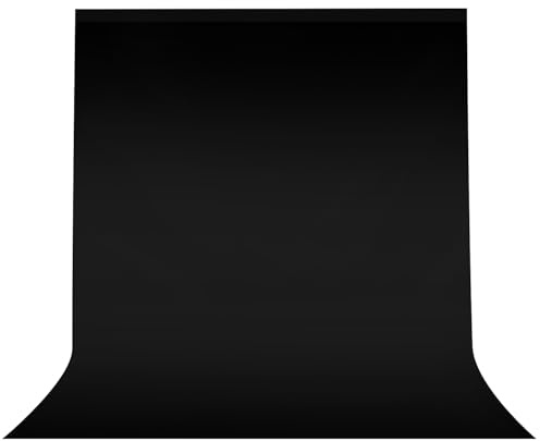 JEBUTU Black Photo Backdrop Large 2m x 3m (6.5ft x 9.8ft) | Big Washable Polyester Black Background Fabric for Photography, Streaming, Zoom, Halloween