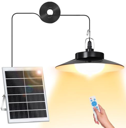 SERBASIC Solarlampen für Außen Hängend mit Fernbedienung, Solar Hängelampe/Solar Lampe Dimmbare&Zeitgesteuerte Solarlampe IP65 Wasserdichte Solarleuchte Hängend mit 5m Kabel für Garten Balkon Pavillon