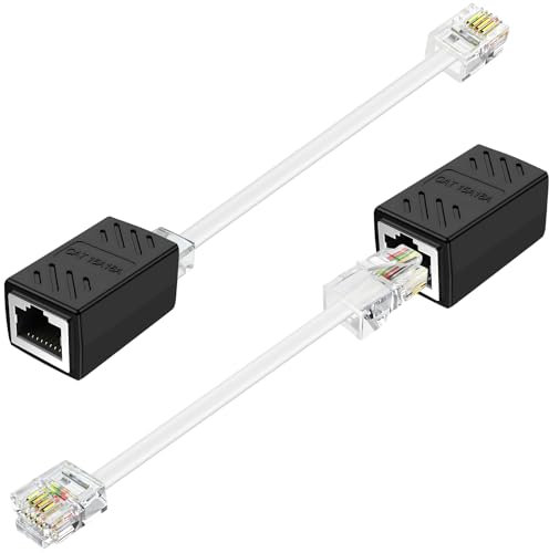 moeverEX 2PCS RJ11 to RJ45 Adapter Phone Jack to Ethernet Cable Adapter, RJ45 8P8C Female to RJ11 6P4C Male for Landline Telephone Service