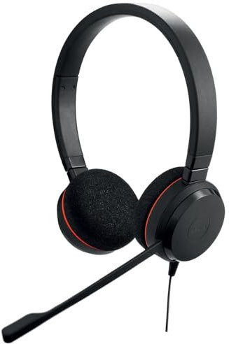 Jabra Evolve 20 - Cuffie stereo con certificazione di comunicazione unificata per softphone VoIP con cancellazione passiva del rumore, USB-C/A, colore nero