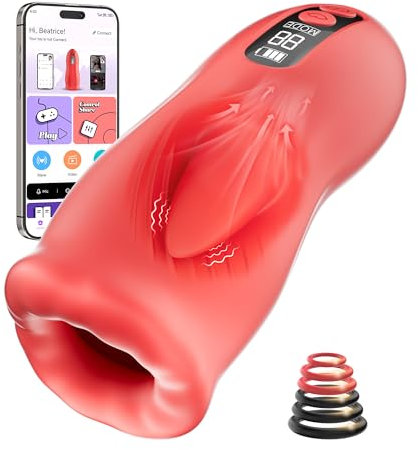 Masturbádores Masculino Juguetes Sexuales - Masturbador para Hombre Real más Vendido Toys Eróticos para Pareja Sex Con Modo de Vibración Lingual y Modo de Succión, Male Electrónico Succionador de Pene