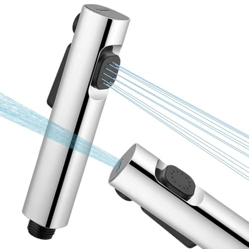 Jortmrd Douchette de Bidet pour WC - Tête de Pulvérisation Réglable en ABS, Adaptateur G1/2, 2 Fonctions d'Eau, Jet Puissant Intégré pour Animaux/Nettoyage Couches/Salle de Bain/Toilettes - Chromé