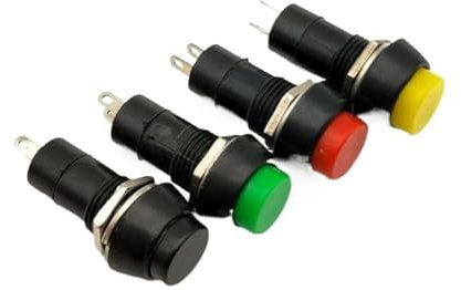 Interrupteur à bouton-poussoir rond autobloquant PBS-11A avec trou de montage de 12 mm Interrupteur à bouton-poussoir en plastique 3 A AC250 V(Yellow)