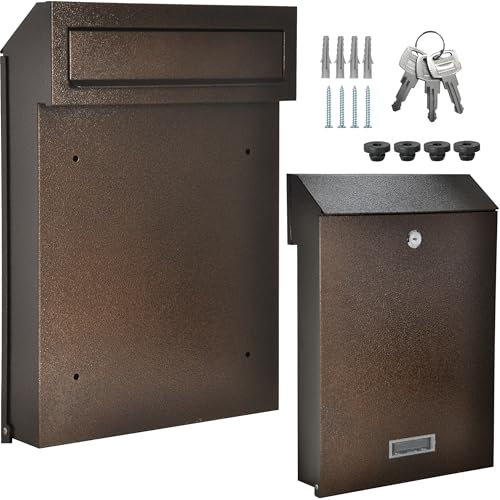 Zaunbriefkasten Torbriefkasten Durchwurf Mauerdurchwurf Briefkasten Braun Bronze Antik C4 Entnahme Hinten Doppelstabmattenzaun