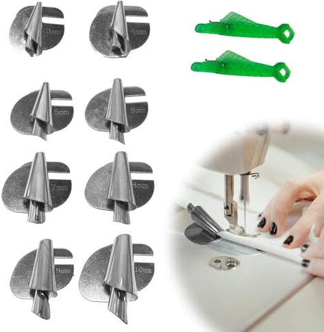 KAIYAYA 8 Pièces Pied De Biche Ourlet,3-10mm Pied Machine a Coudre Ourlet Roulé Presseur Rolled Hemmer Foot de Biche Accessoires Roulé pour Machines à Coudre Domestiques Et Industrielles