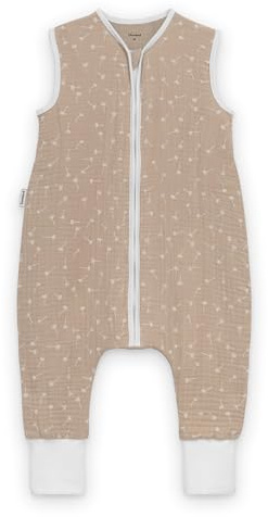 Ehrenkind® Baby Sommerschlafsack mit Füßen Musselin 0.5 TOG | aus weicher OEKO-TEX zertifizierter Bio-Baumwolle | Sommer Baby Schlafsack 0.5 TOG Gr. 100 Farbe Beige Pusteblume