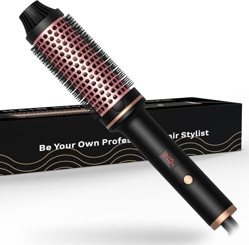 Thermal Brush, 38mm Ionic Thermal Brushes Round Brush, Double PTC Heated Curling Iron Temp 120-200°C, Heat Brushs, Volumative Therma Brushes, Create Root Volume & Loose Curls