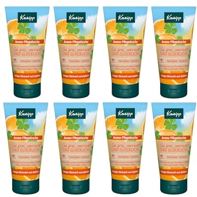 Kneipp Aroma-Pflegedusche Sei frei, verrückt und glücklich! Reisegröße - erfrischendes Duschgel mit sonnigem Duft nach Apfelsine - Multipack 8 x 50ml