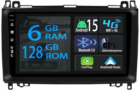 [6+128GB] Keconsing 9 Zoll Android 15 Autoradio for Mercedes Benz B200 2008-2011 B-Class W169 W245 Viano Vito W639 Sprinter W906 Radio Carplay Stereo Wireless Car Play GPS Auto Navi Bildschirm