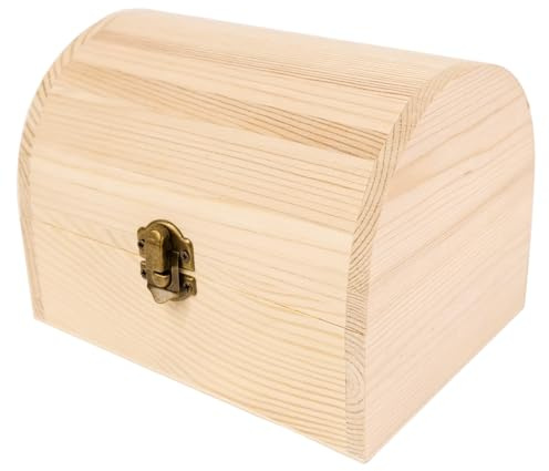 Whyzsjnclg Holztruhe, unvollendete Holzkiste, tragbar, unlackiert, hölzerne Schatzkiste, Schmuckvitrine für Kunst, Hobbys, Party, Gastgeschenke, DIY, 16 x 12, 2 x 11, 4 cm