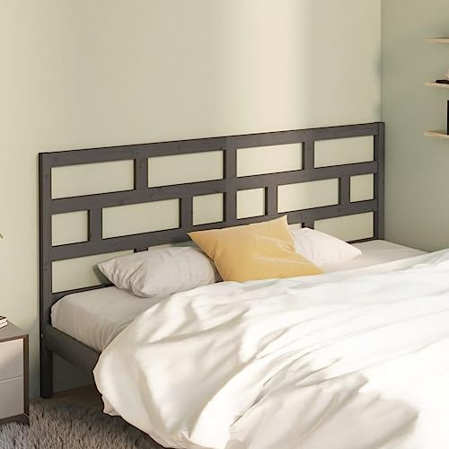 GeenYuu Kopfteil Grau 186x4x100 cm, Massivholz Kiefer, Elegantes Bett Kopfteil für Schlafzimmer, Stabiler Bettrahmen Anbau, modernes Design