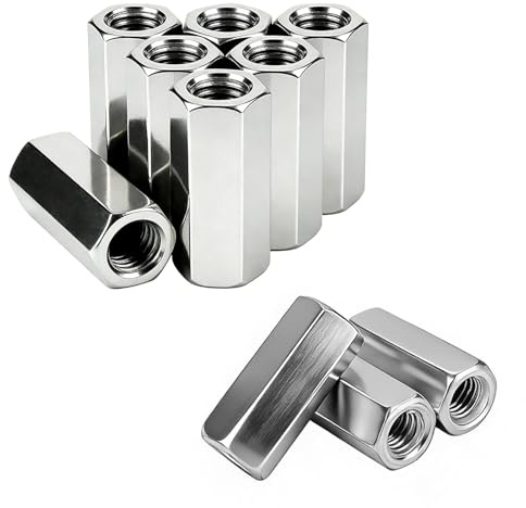 10 Stück Langmuttern M8 x 30 mm, Sechskant-Verbindungsmuttern, verzinkt | Verzinkte M10 Gewindemuffen, 30 mm lang und SW 13, zum Verbinden passender Schrauben, Gewindestangen und Bolzen