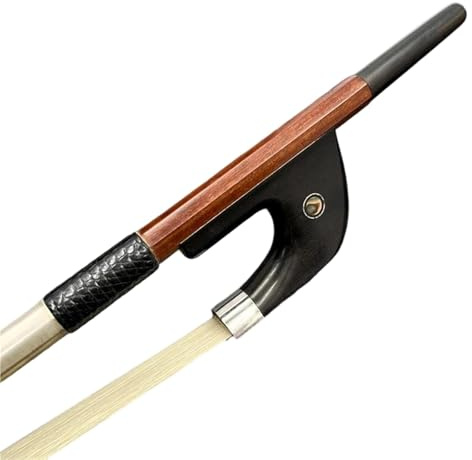Violin Bow 1pcs Profession Brazilian Rosewood 3/4 Upright Double Bass Violin Bow Silver Mound Horsehair(White)