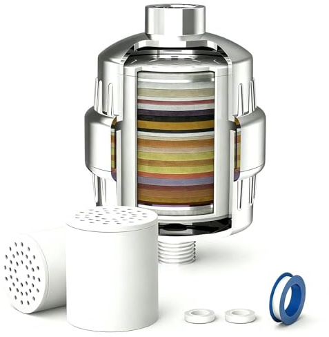 FEELSO 36 Stage Shower Filter for Hard Water with Replaceable Cartridge | Shower Head Filter with Vitamin C for 99% Removal of Chlorine, Fluoride and Heavy Metals, Relieves Dryness of Hair and Skin