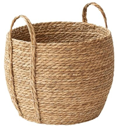 Macetero de ratán – Cesta grande de mimbre de 24,9 cm, soporte decorativo para macetas, cesta de ratán hecha a mano | Diseño tejido natural para plantas interiores y exteriores, decoración de jardín